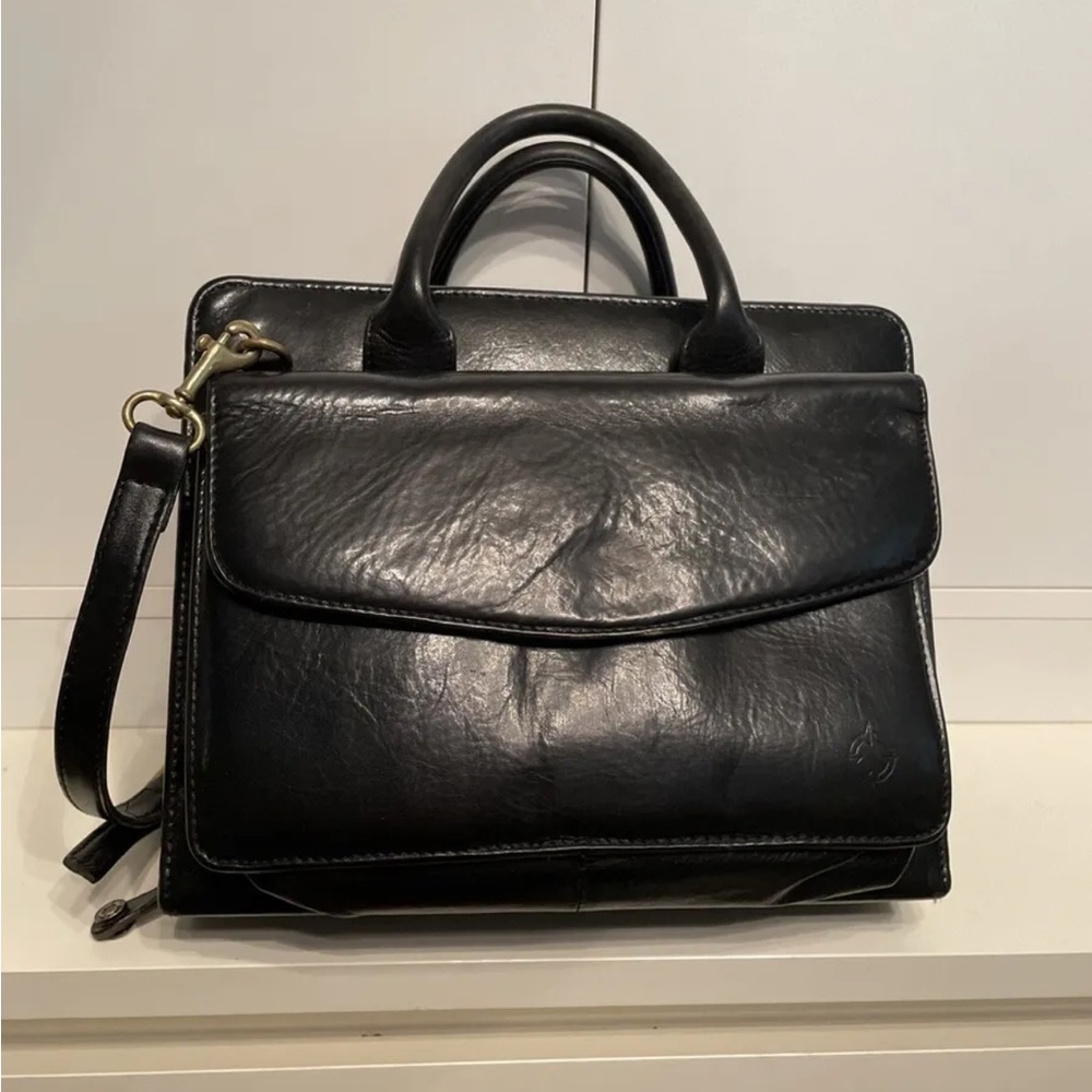 VTG Franklin Covey Women’s Black Leather Briefcase/ Organizer/Bag 11"×9"